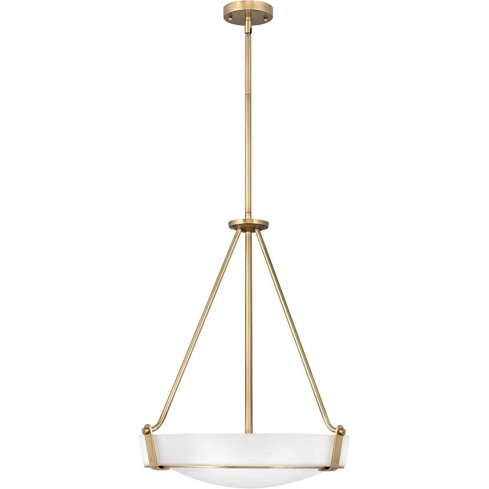 Hinkley Lighting-3222HB-LED-Hathaway - 4 Light Medium Pendant in Transitional Style - 20.75 Inches Wide by 26.5 Inches High Heritage Brass Etched Antique Nickel Finish with Etched Glass