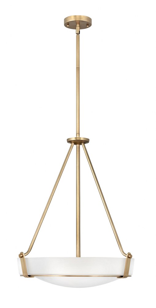 Hinkley Lighting-3222HB-Hathaway - 4 Light Medium Pendant in Transitional Style - 20.75 Inches Wide by 26.5 Inches High Incandescent  Heritage Brass Finish with Etched Glass