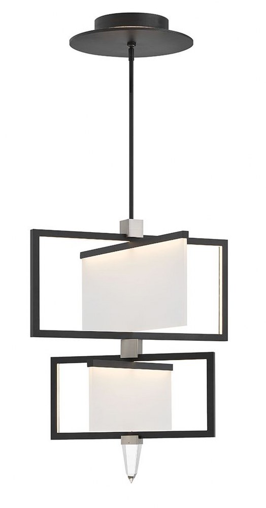 Hinkley Lighting-32506BLK-Folio - 66W 1 LED Large 2-Tier Chandelier in Modern Style - 25 Inches Wide by 29.25 Inches High   Black Finish with Sandblasted Acrylic Glass