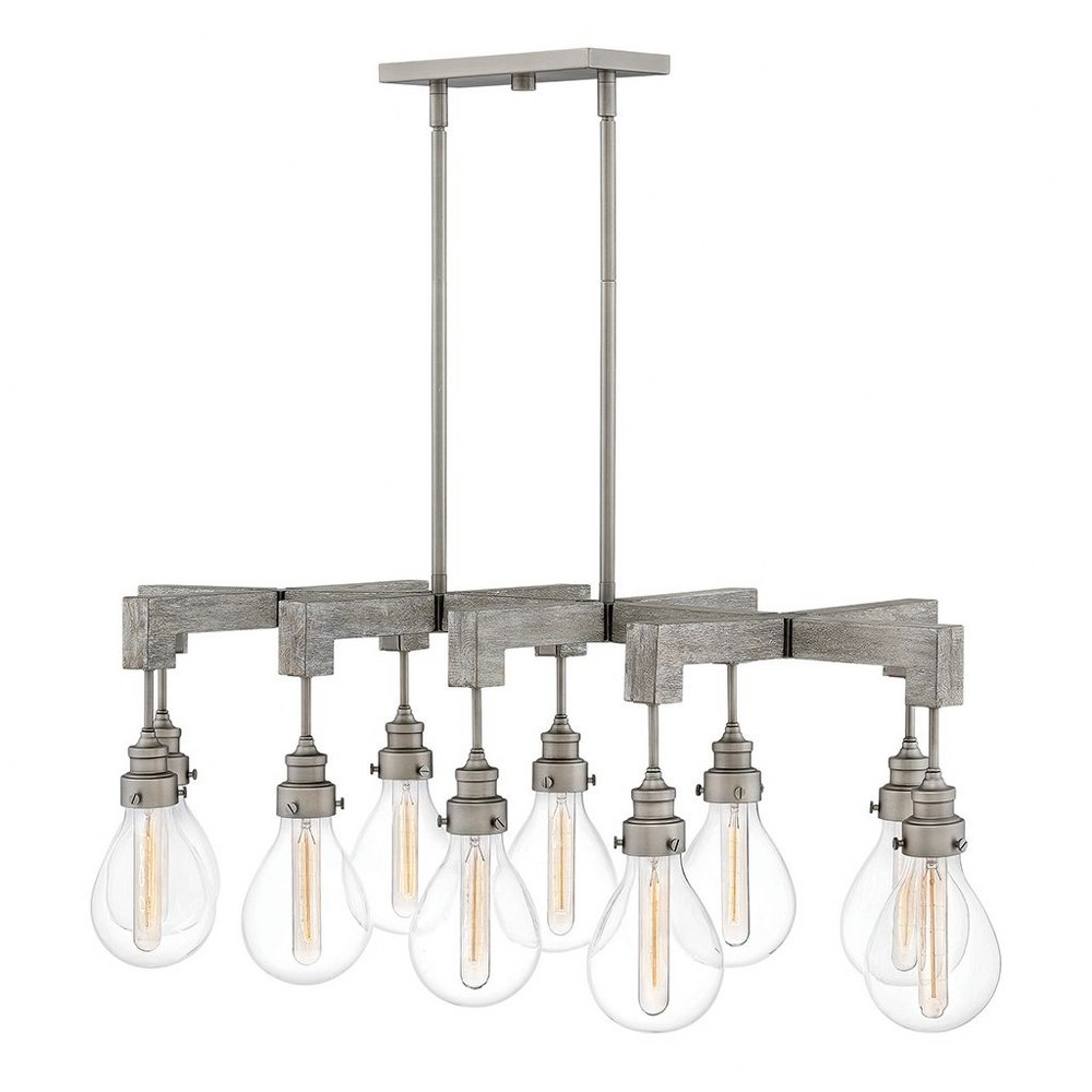 Hinkley Lighting-3269PW-Denton - 10 Light Large Linear Chandelier in Rustic Industrial Scandinavian Style - 48.5 Inches Wide by 16.25 Inches High Pewter  Pewter Finish with Clear Glass