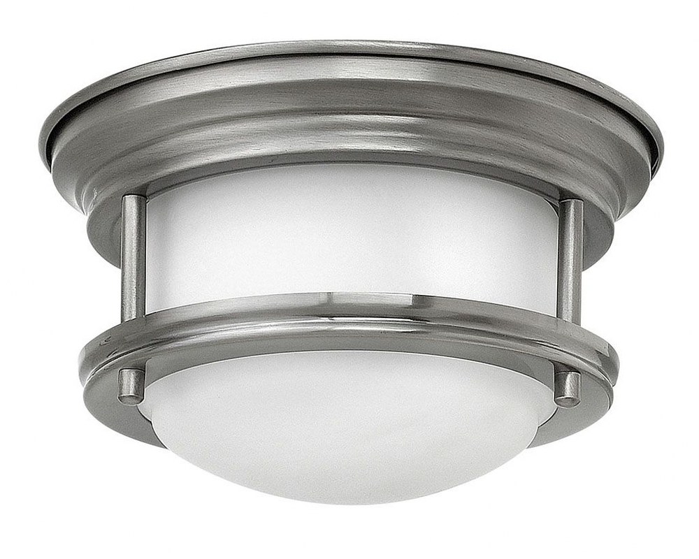 Hinkley Lighting-3308AN-Hadley - 16W LED Mini Flush Mount in Traditional Transitional Coastal Style - 7.75 Inches Wide by 4.5 Inches High Standard Installation  Antique Nickel Finish with Etched Opal 