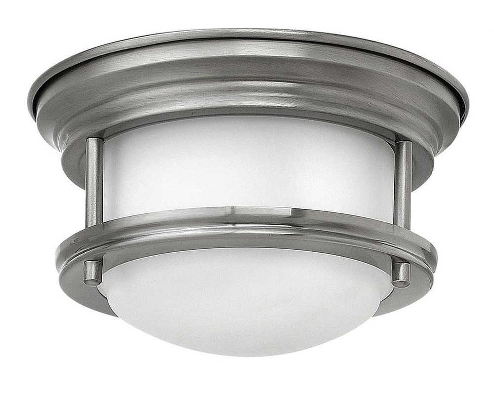 Hinkley Lighting-3308AN-Hadley - 16W LED Mini Flush Mount in Traditional Transitional Coastal Style - 7.75 Inches Wide by 4.5 Inches High Antique Nickel  Oil Rubbed Bronze Finish with Etched Opal Glas