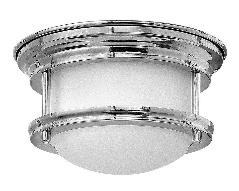 Hinkley Lighting-3308CM-Hadley - 16W LED Mini Flush Mount in Traditional Transitional Coastal Style - 7.75 Inches Wide by 4.5 Inches High Standard Installation  Chrome Finish with Etched Opal Glass