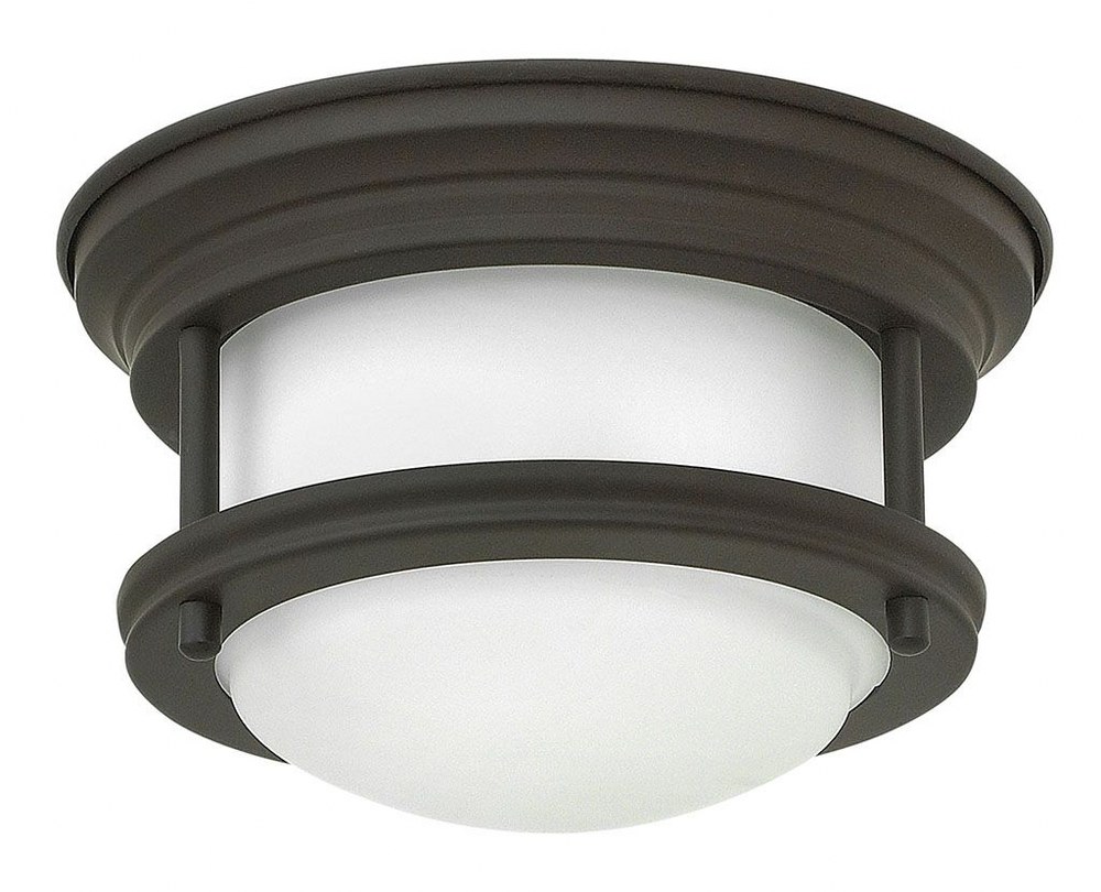 Hinkley Lighting-3308OZ-Hadley - 16W LED Mini Flush Mount in Traditional Transitional Coastal Style - 7.75 Inches Wide by 4.5 Inches High Standard Installation  Oil Rubbed Bronze Finish with Etched Op