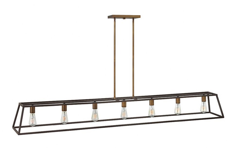 Hinkley Lighting-3355BZ-Fulton - 7 Light Open Frame Linear Chandelier in Transitional Industrial Style - 65 Inches Wide by 9.75 Inches High Bronze  Aged Zinc Finish