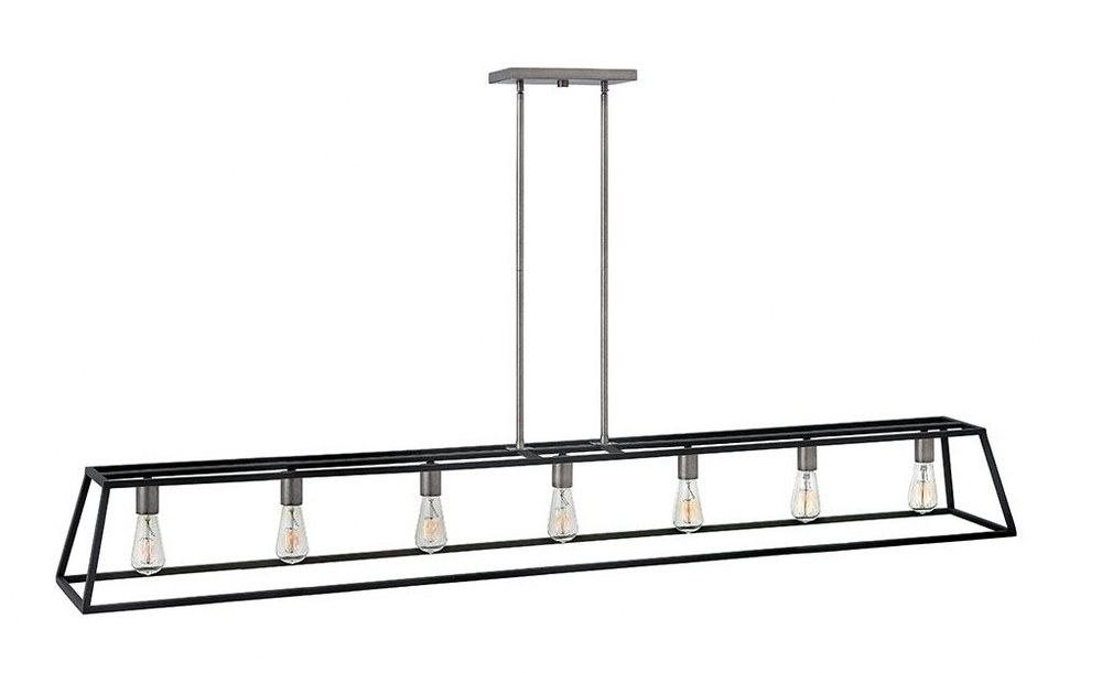 Hinkley Lighting-3355DZ-Fulton - 7 Light Open Frame Linear Chandelier in Transitional Industrial Style - 65 Inches Wide by 9.75 Inches High   Aged Zinc Finish