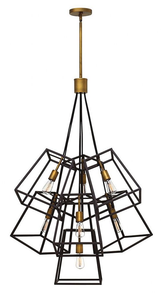 Hinkley Lighting-3357BZ-Fulton - 7 Light Multi-Tier Foyer in Transitional Industrial Style - 27.75 Inches Wide by 46.25 Inches High Bronze  Aged Zinc Finish