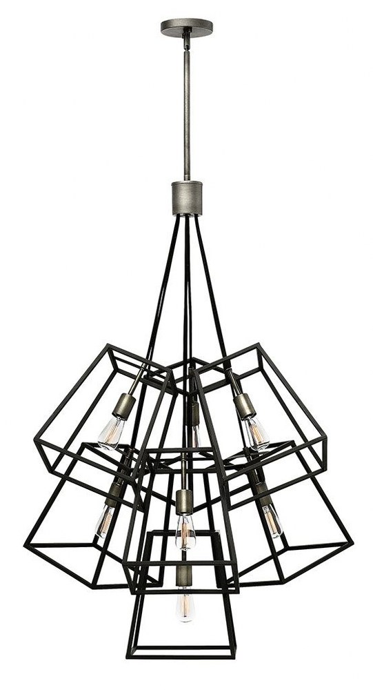 Hinkley Lighting-3357DZ-Fulton - 7 Light Multi-Tier Foyer in Transitional Industrial Style - 27.75 Inches Wide by 46.25 Inches High   Aged Zinc Finish