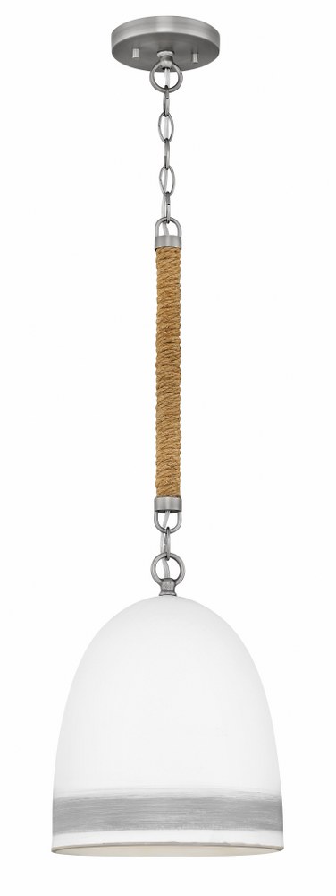 Hinkley Lighting-3364AN-GR-Nash - 1 Light Small Pendant in Traditional Coastal Style - 10 Inches Wide by 21.75 Inches High Antique Nickel/Grey Stripe  Heirloom Brass/Navy Stripe Finish with Ceramic Sh