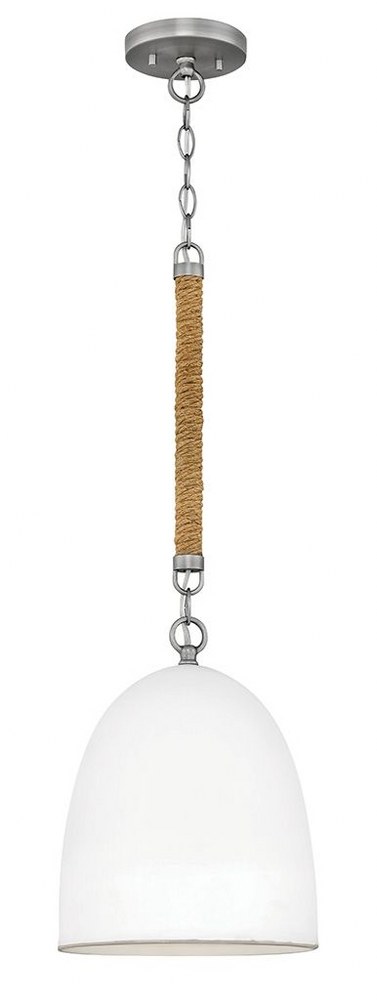 Hinkley Lighting-3364AN-Nash - 1 Light Small Pendant in Traditional Coastal Style - 10 Inches Wide by 21.75 Inches High Antique Nickel  Heirloom Brass/Navy Stripe Finish with Ceramic Shade