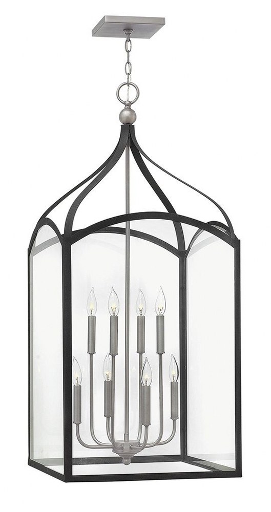 Hinkley Lighting-3418DZ-Clarendon - 8 Light Large 2-Tier Open Frame Foyer in Traditional Style - 20 Inches Wide by 44 Inches High   Aged Zinc Finish with Clear Glass