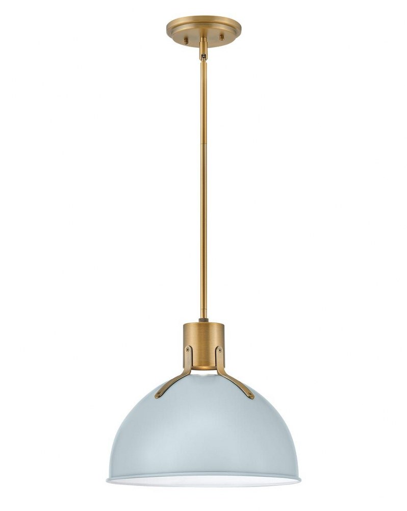 Hinkley Lighting-3487PBL-Argo - 14 Inch 6.5W 1 LED Small Pendant Pale Blue  Polished White Finish