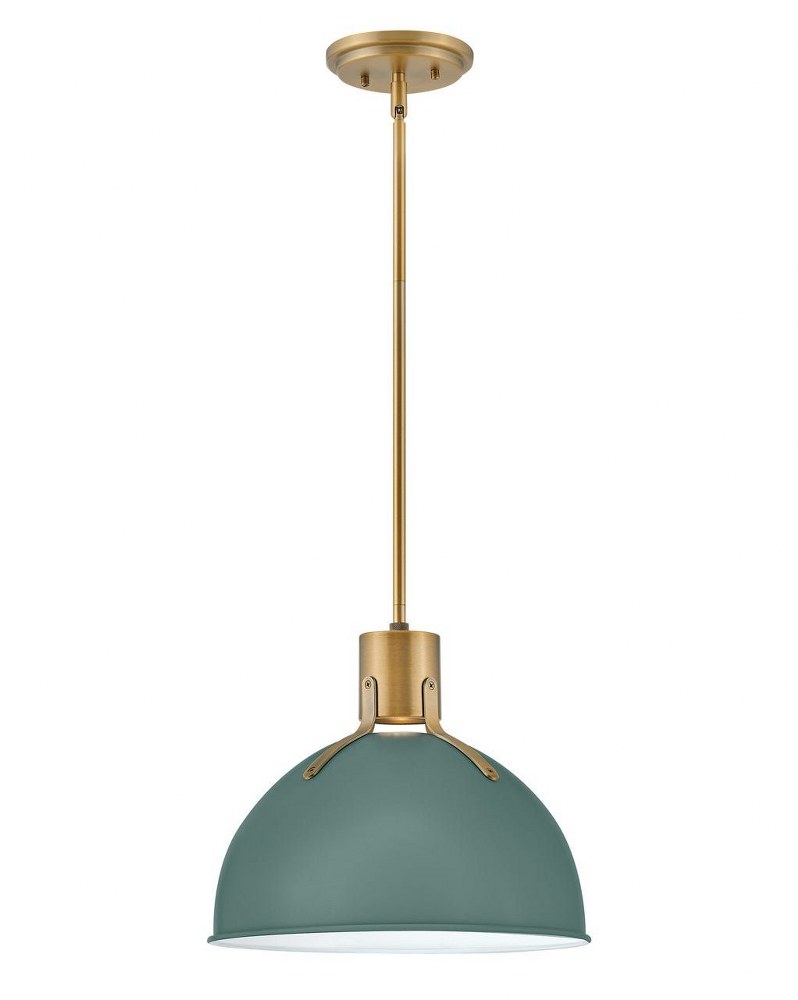 Hinkley Lighting-3487SGN-Argo - 14 Inch 6.5W 1 LED Small Pendant Sage Green  Polished White Finish