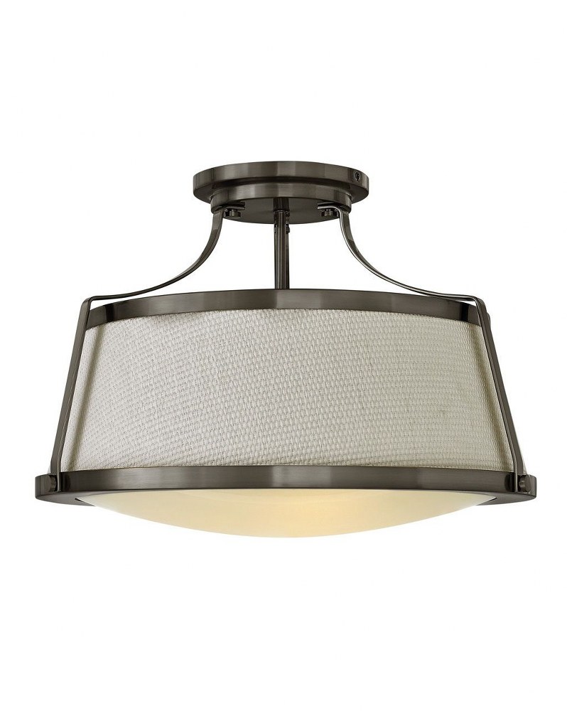 Hinkley Lighting-3522AN-Charlotte - 3 Light Large Semi-Flush Mount in Traditional Transitional Coastal Style - 20 Inches Wide by 13.5 Inches High Antique Nickel  Chrome Finish with Etched Opal Glass w