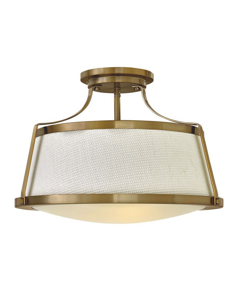 Hinkley Lighting-3522BC-Charlotte - 3 Light Large Semi-Flush Mount in Traditional Transitional Coastal Style - 20 Inches Wide by 13.5 Inches High Brushed Caramel  Chrome Finish with Etched Opal Glass 