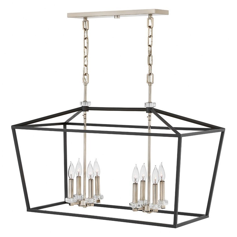 Hinkley Lighting-3534BK-Stinson - 8 Light Linear Chandelier in Transitional Style - 34 Inches Wide by 24 Inches High Black  Black Finish