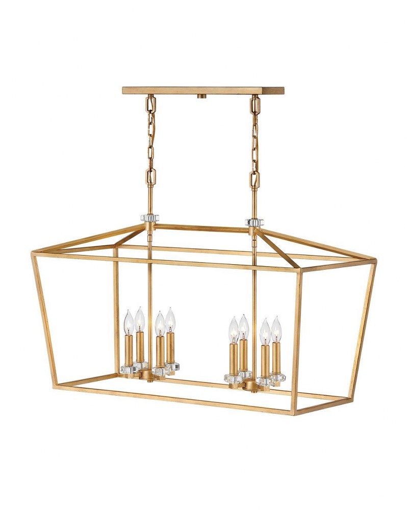 Hinkley Lighting-3534DA-Stinson - 8 Light Linear Chandelier in Transitional Style - 34 Inches Wide by 24 Inches High Distressed Brass  Black Finish