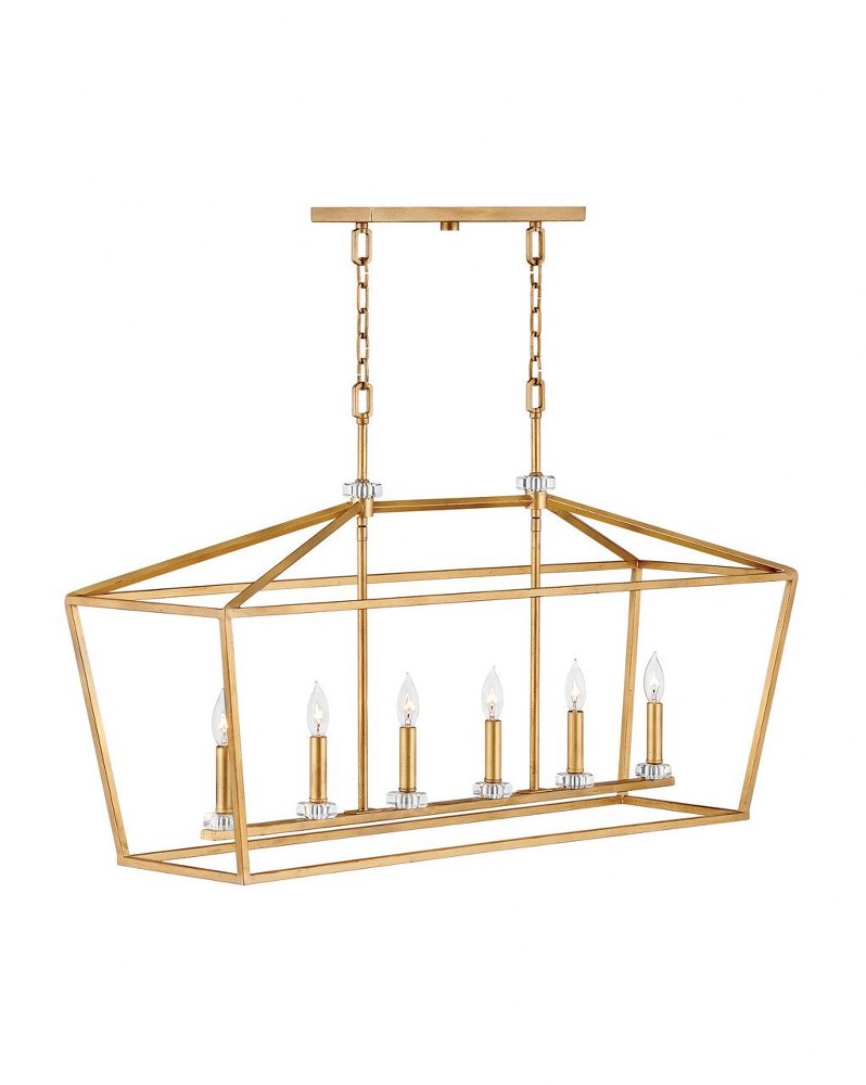 Hinkley Lighting-3539DA-Stinson - 6 Light Linear Chandelier in Transitional Style - 42 Inches Wide by 24.5 Inches High Distressed Brass  Black Finish