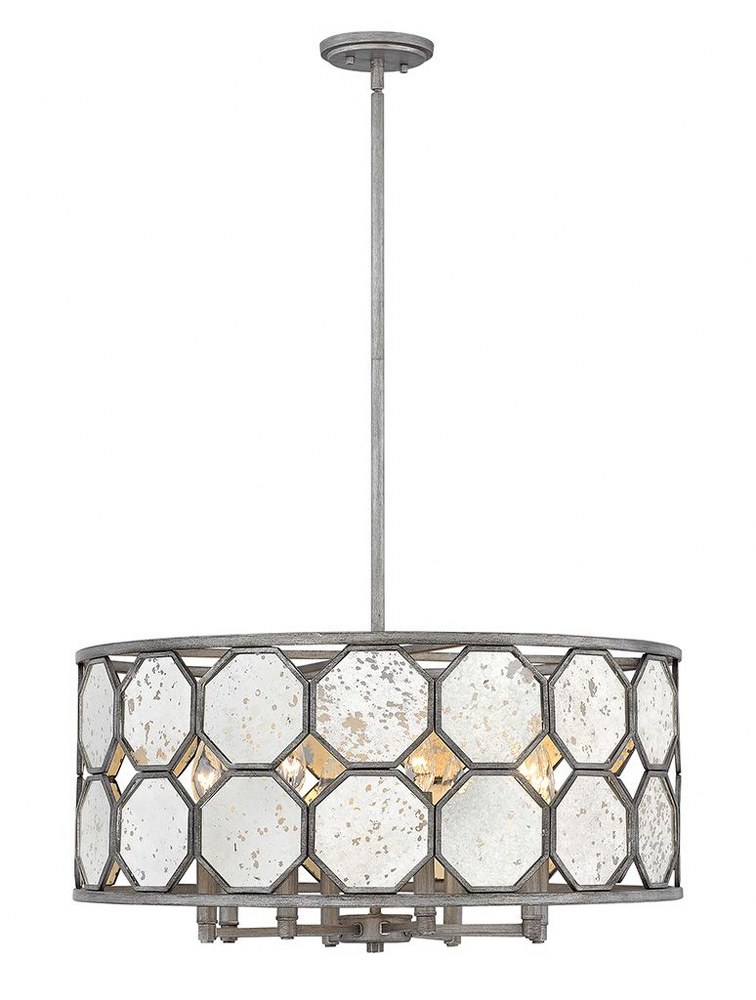 Hinkley Lighting-3566BV-Lara - Eight Light Drum Chandelier in Transitional Glam Style - 26.25 Inches Wide by 13.75 Inches High   Brushed Silver Finish with Antique Mirror Glass