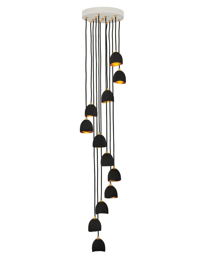 Hinkley Lighting-35908SHB-Nula - 12 Light Large Multi-Tier Chandelier in Modern Glam Style - 18.5 Inches Wide by 73 Inches High Shell Black  Shell White Finish