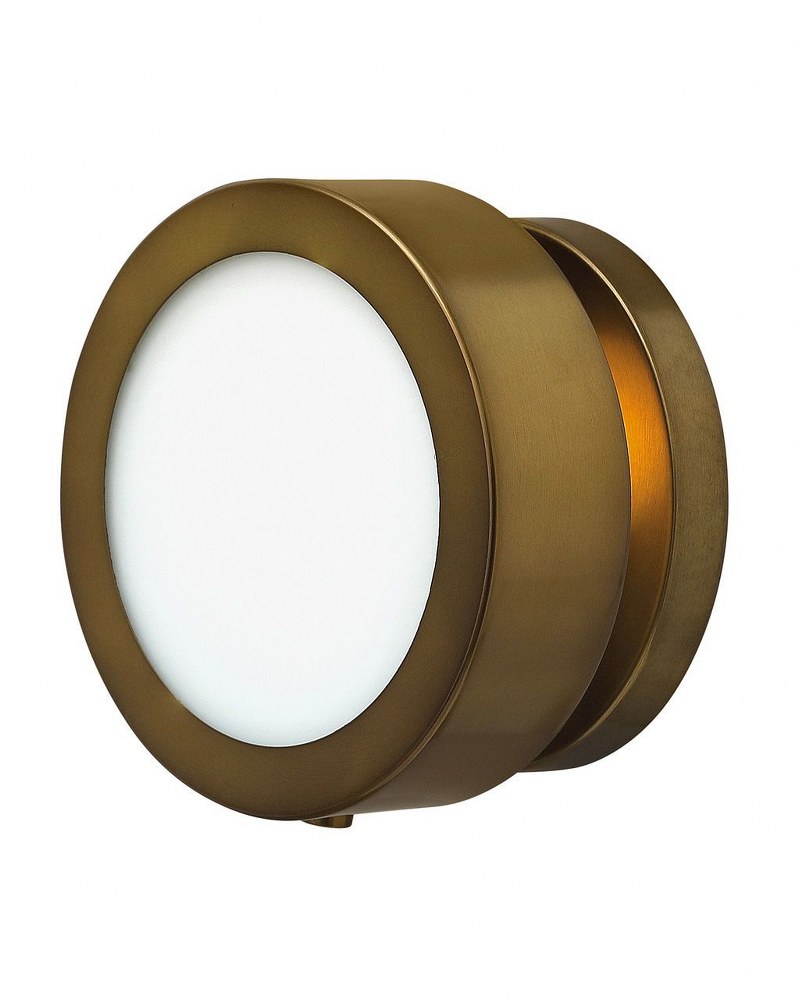 Hinkley Lighting-3650HB-Mercer - 1 Light Wall Sconce in Mid-Century Modern Style - 6.75 Inches Wide by 6.75 Inches High   Heritage Brass Finish with Etched Opal Glass