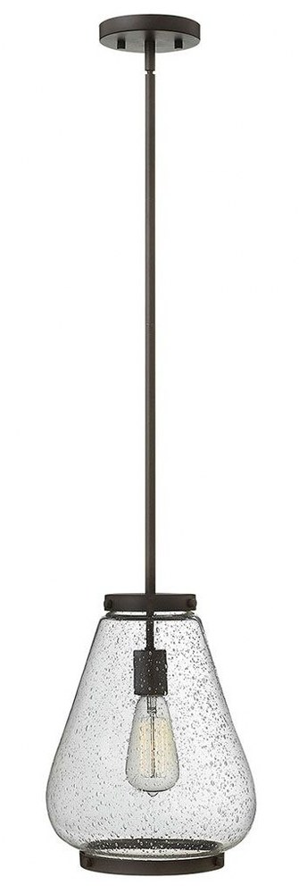 Hinkley Lighting-3684OZ-Finley - 1 Light Medium Pendant in Traditional Style - 10 Inches Wide by 13.5 Inches High   Oil Rubbed Bronze Finish with Clear Seedy Glass