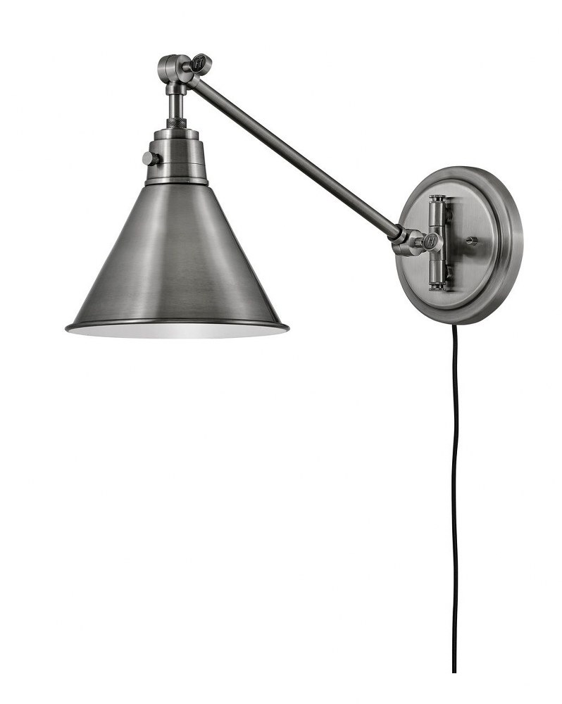 Hinkley Lighting-3690PL-Arti - 1 Light Small Wall Sconce in Transitional Style - 7.75 Inches Wide by 10.25 Inches High Polished Antique Nickel Polished Antique Nickel Black Finish