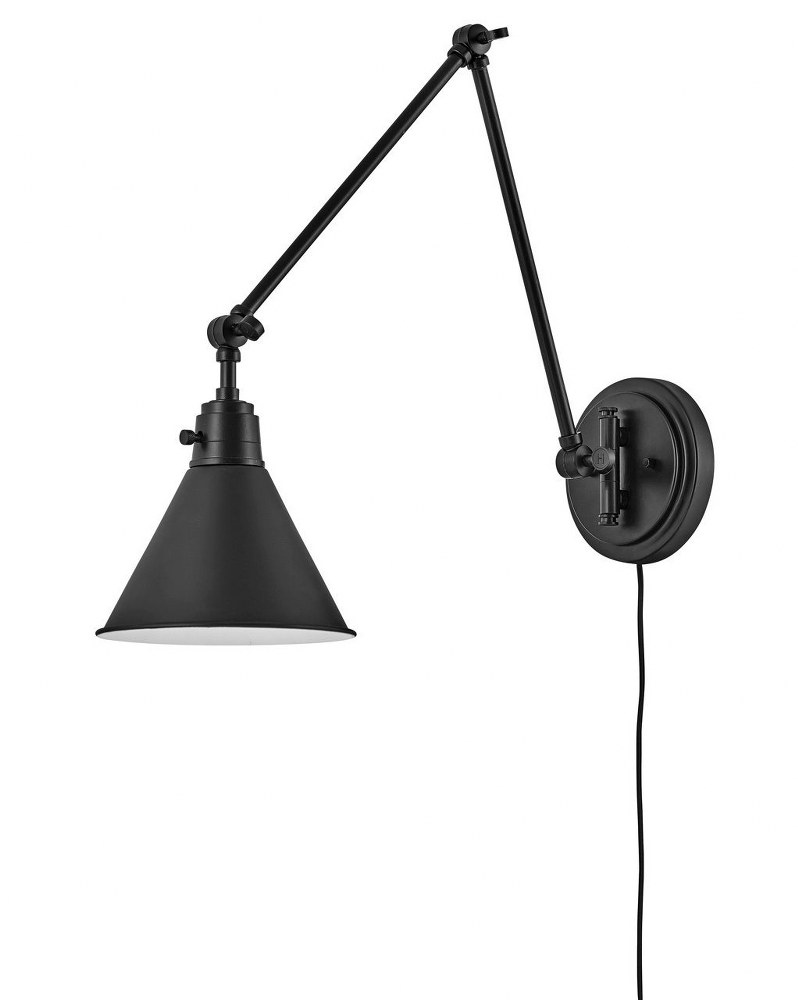 Hinkley Lighting-3692BK-Arti - 1 Light Medium Wall Sconce in Transitional Style - 7.75 Inches Wide by 18.25 Inches High Black  Black Finish