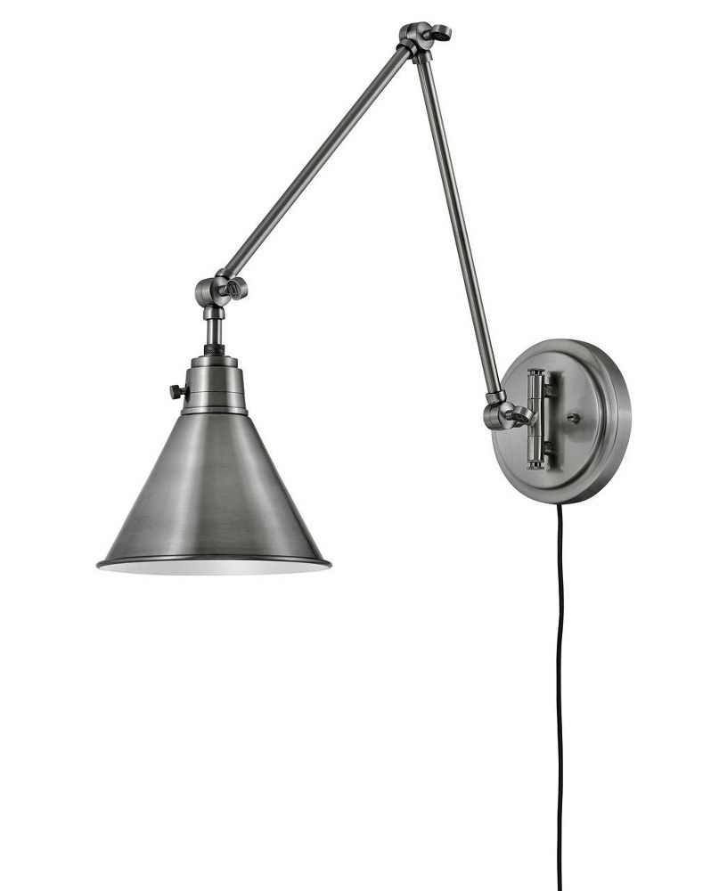 Hinkley Lighting-3692PL-Arti - 1 Light Medium Wall Sconce in Transitional Style - 7.75 Inches Wide by 18.25 Inches High Polished Antique Nickel  Black Finish