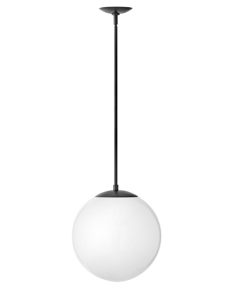 Hinkley Lighting-3744BK-WH-Warby - 1 Light Medium Orb Pendant Black Cased Opal Black Finish