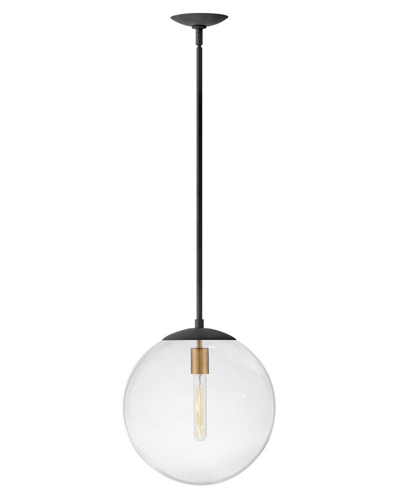 Hinkley Lighting-3744DZ-Warby - 1 Light Medium Orb Pendant Aged Zinc Clear Black Finish