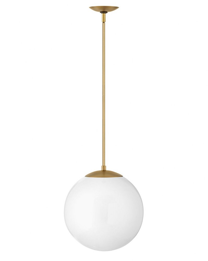 Hinkley Lighting-3744HB-WH-Warby - 1 Light Medium Orb Pendant Heritage Brass Cased Opal Black Finish