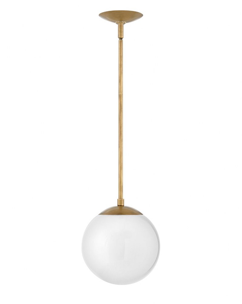 Hinkley Lighting-3747HB-WH-Warby - One Light Pendant in Mid-Century Modern Scandinavian Style - 9.5 Inches Wide by 10.75 Inches High Heritage Brass Cased Opal Aged Zinc Finish with Heritage Brass Acce