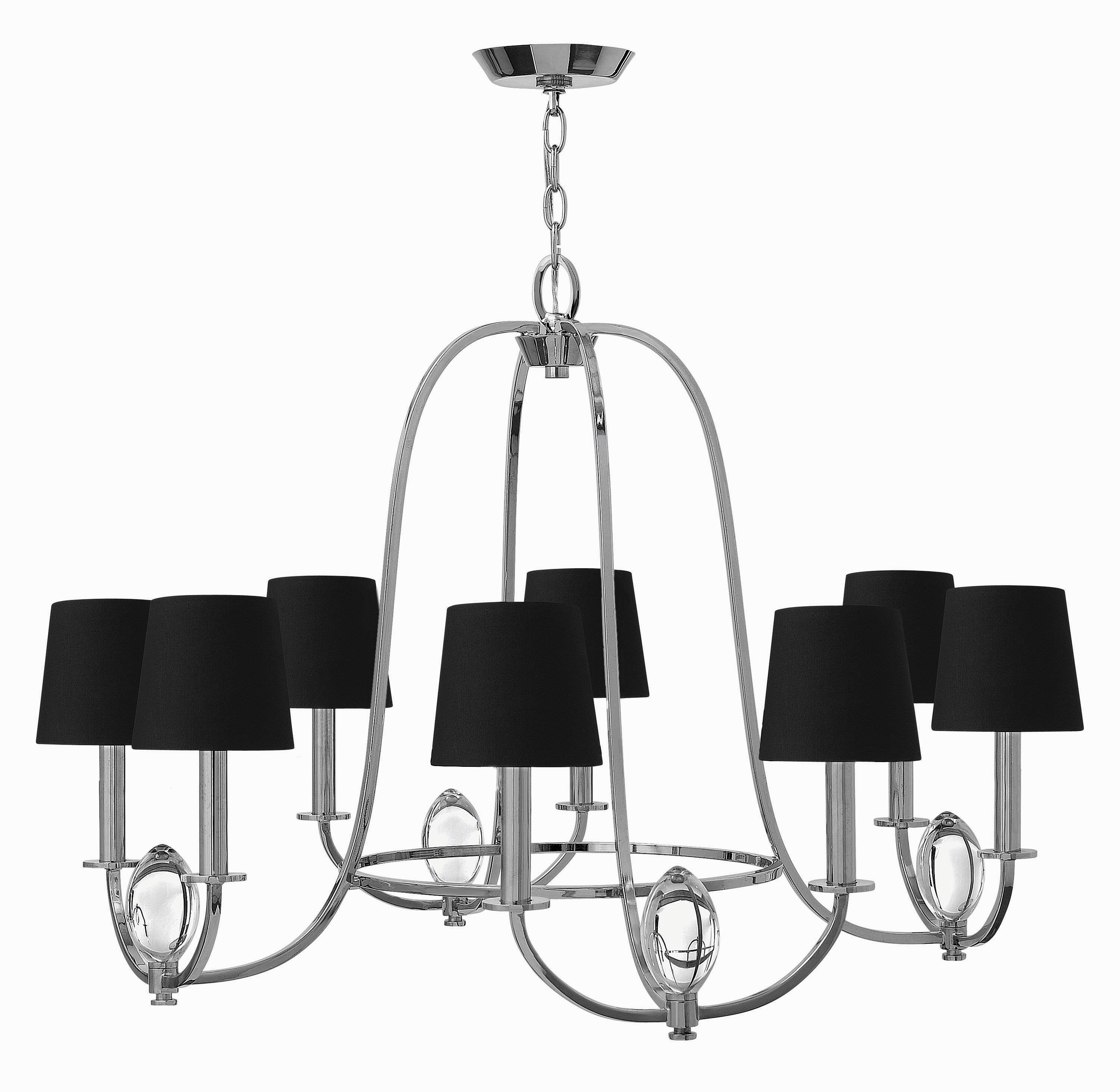 Hinkley Lighting-3758CM-Marielle - Eight Light Chandelier   Chrome Finish with Black Silk Gold Lined Shade