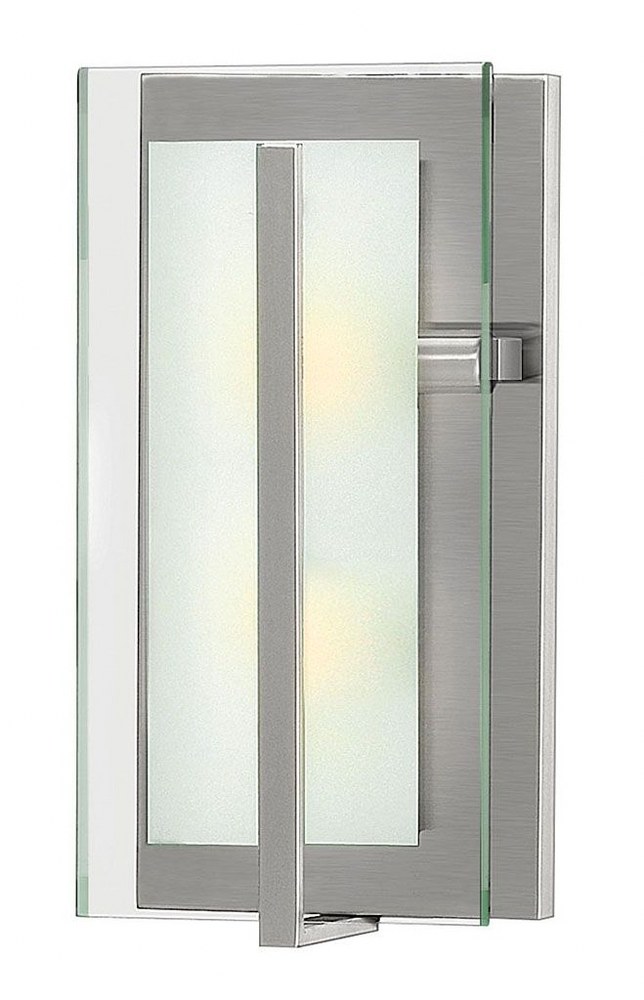 Hinkley Lighting-3992BN-Latitude - 2 Light Wall Sconce in Transitional and Modern Style - 8 Inches Wide by 16 Inches High Brushed Nickel  Oil Rubbed Bronze Finish with Etched Clear Glass