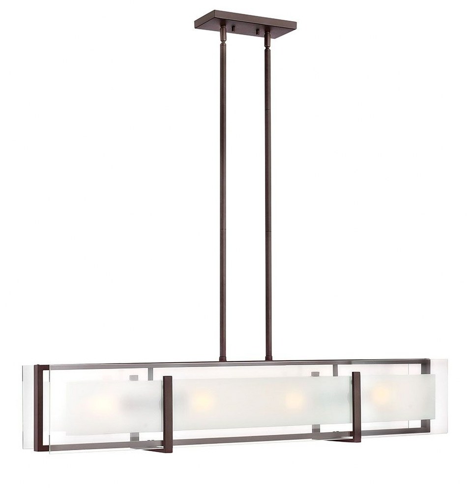 Hinkley Lighting-3996OZ-Latitude - 4 Light Linear Chandelier in Transitional Modern Style - 42 Inches Wide by 8.5 Inches High Oil Rubbed Bronze  Oil Rubbed Bronze Finish with Etched Clear Glass