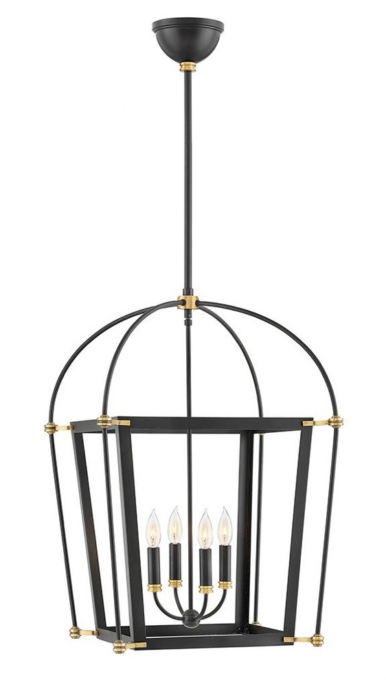 Hinkley Lighting-4055BK-Selby - Four Light Pendant in Traditional Style - 20 Inches Wide by 29.5 Inches High   Black Finish