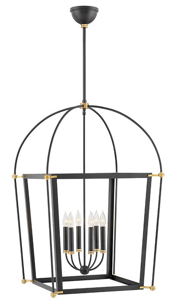 Hinkley Lighting-4056BK-Selby- Six Light Pendant   Black Finish