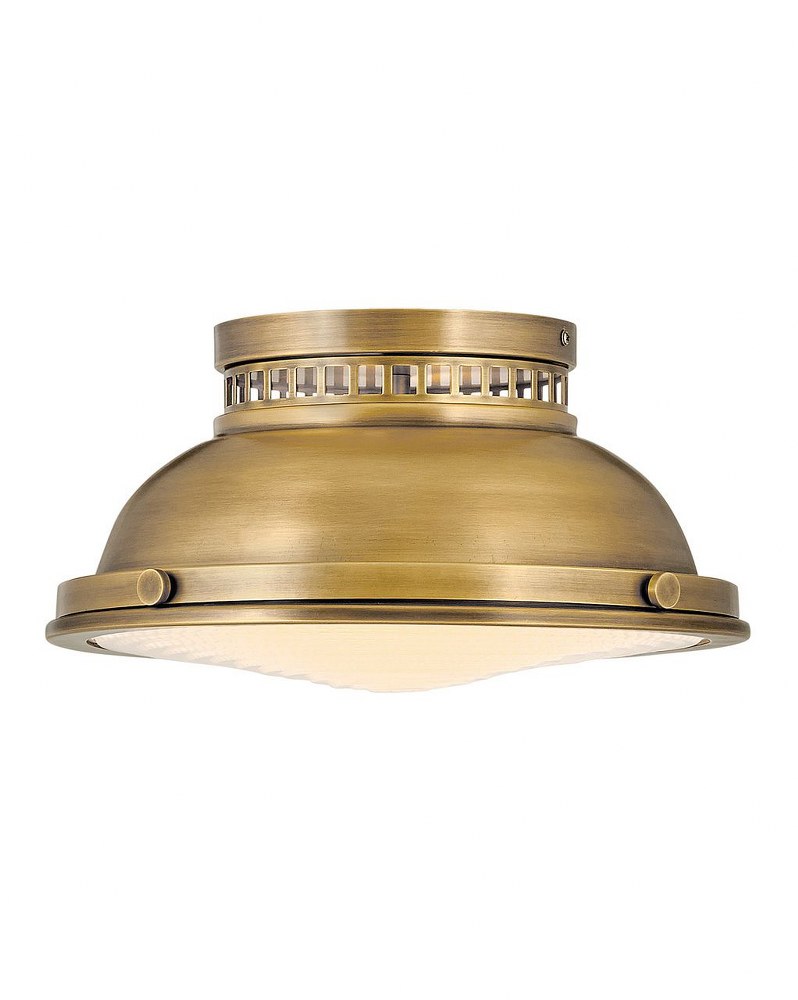 Hinkley Lighting-4081HB-Emery - 2 Light Medium Flush Mount in Coastal Industrial Style - 12.75 Inches Wide by 6.75 Inches High Heritage Brass  Heritage Brass Finish with Etched Holophane Glass