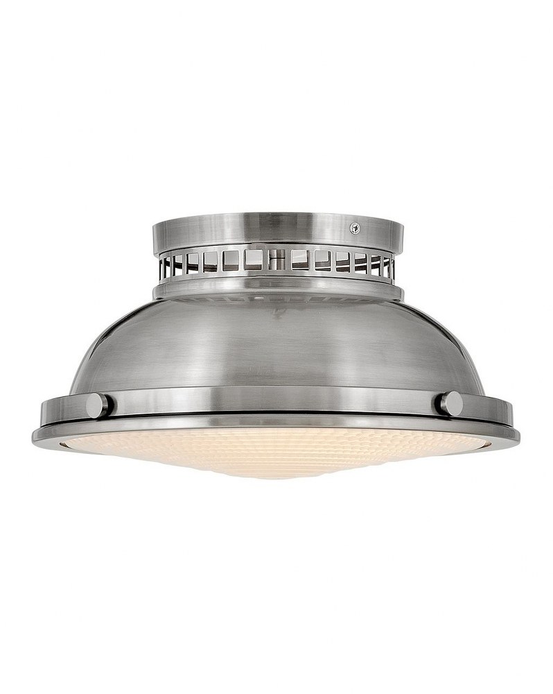 Hinkley Lighting-4081PL-Emery - 2 Light Medium Flush Mount in Coastal Industrial Style - 12.75 Inches Wide by 6.75 Inches High Polished Antique Nickel  Heritage Brass Finish with Etched Holophane Glas