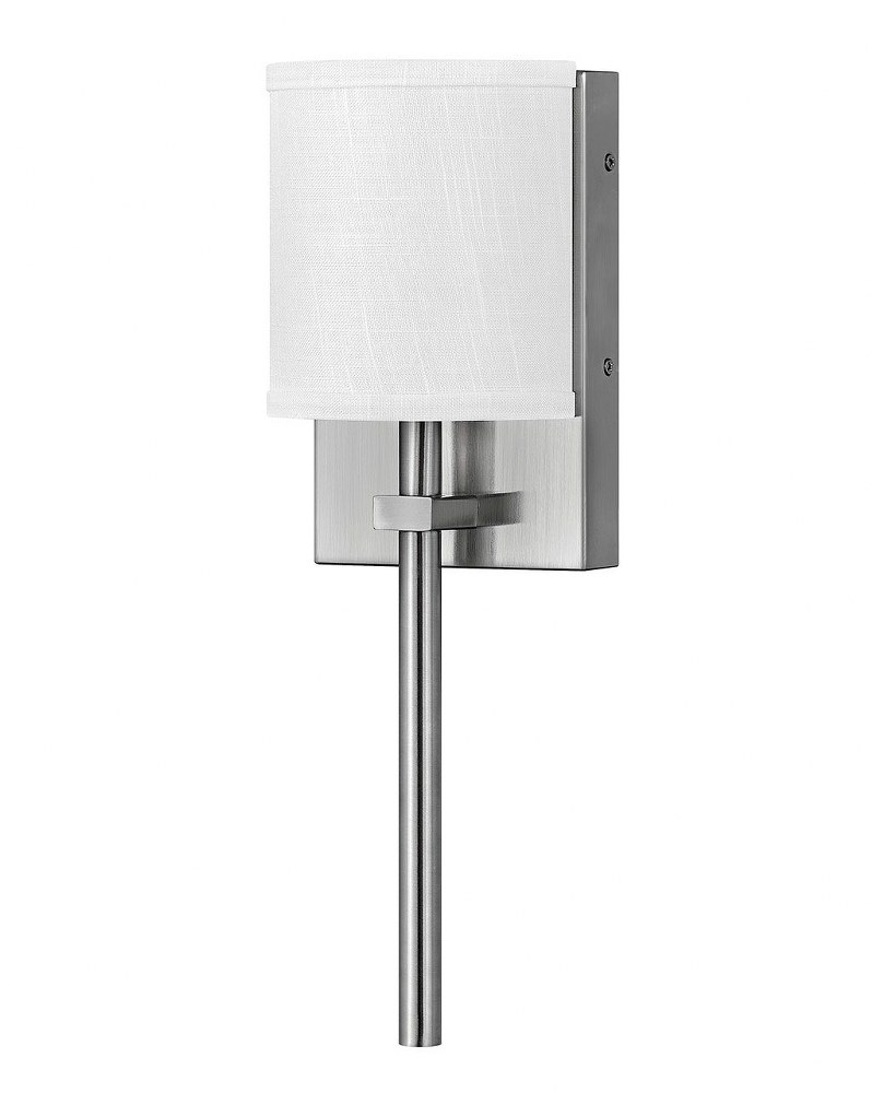 Hinkley Lighting-41010BN-Avenue - 17 16W 1 LED Wall Sconce Brushed Nickel Finish with Off White Linen Shade