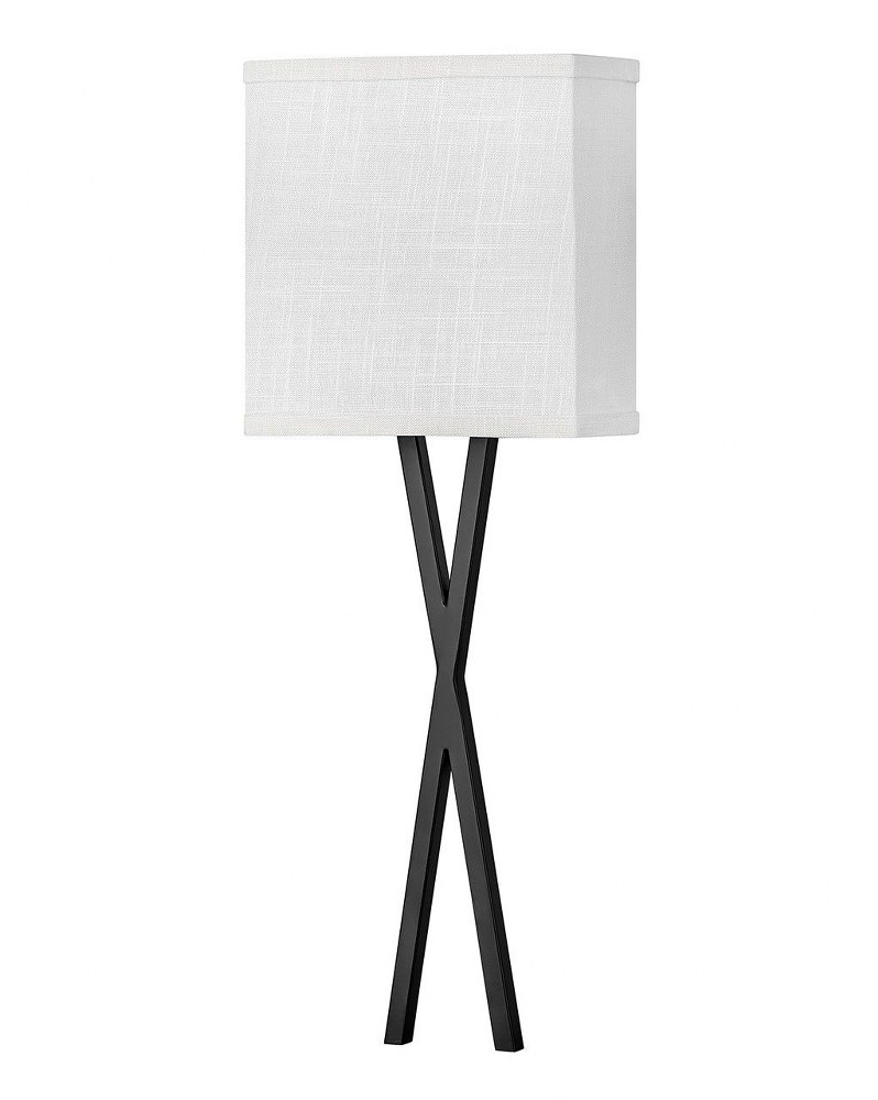 Hinkley Lighting-41102BK-Axis - 16W 1 LED Wall Sconce in Traditional Transitional Rustic Style - 8 Inches Wide by 22 Inches High Off White Linen  Black Finish with Off White Linen Shade