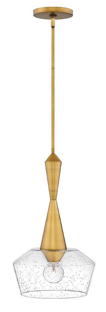 Hinkley Lighting-4114HB-Bette - 1 Light Small Pendant in Mid-Century Modern Style - 12.5 Inches Wide by 21.75 Inches High Heritage Brass  Polished Nickel Finish with Clear Seedy Glass