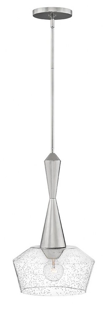 Hinkley Lighting-4114PN-Bette - 1 Light Small Pendant in Mid-Century Modern Style - 12.5 Inches Wide by 21.75 Inches High Polished Nickel  Polished Nickel Finish with Clear Seedy Glass