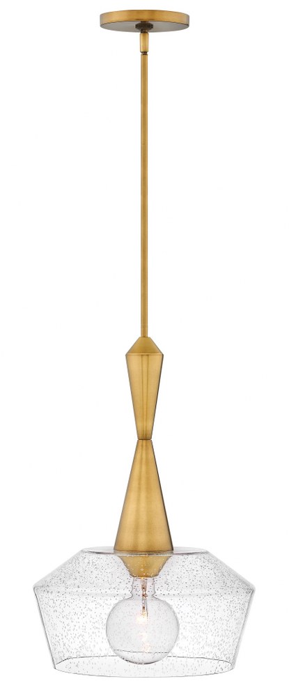 Hinkley Lighting-4115HB-Bette - 1 Light Medium Pendant in Mid-Century Modern Style - 15 Inches Wide by 23 Inches High Heritage Brass  Polished Nickel Finish with Clear Seedy Glass