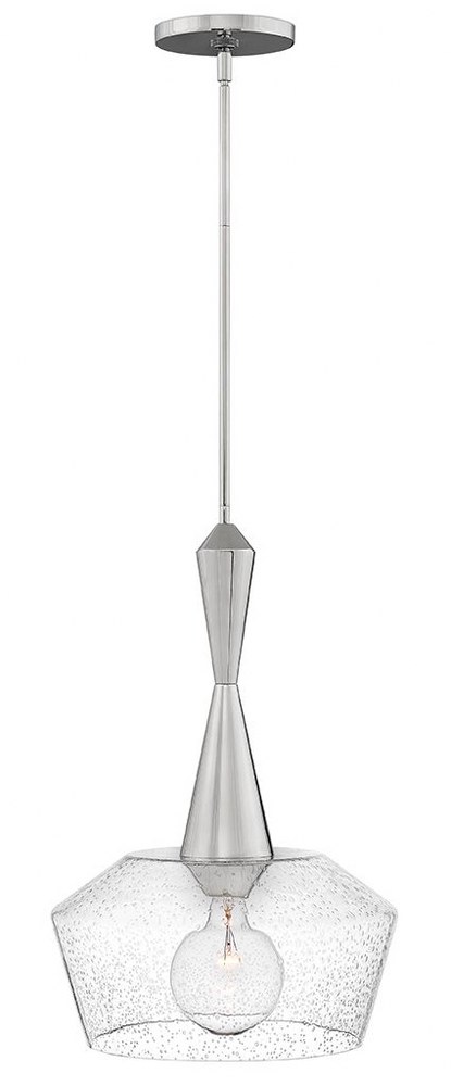 Hinkley Lighting-4115PN-Bette - 1 Light Medium Pendant in Mid-Century Modern Style - 15 Inches Wide by 23 Inches High Polished Nickel  Polished Nickel Finish with Clear Seedy Glass