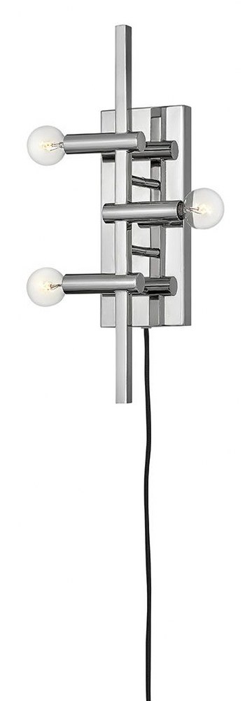 Hinkley Lighting-4122PN-Kinzie - 3 Light Plug-in Wall Sconce in Modern Style - 6.25 Inches Wide by 18 Inches High Polished Nickel  Modern Brass Finish