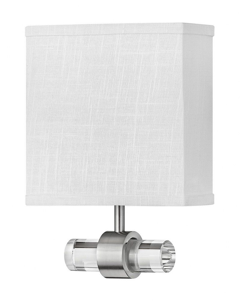 Hinkley Lighting-41602BN-Luster - 16W 1 LED Wall Sconce in Traditional Glam Style - 8 Inches Wide by 11.75 Inches High Off White Linen  Brushed Nickel Finish with Off White Linen Shade
