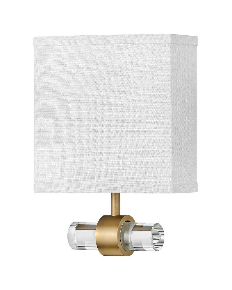 Hinkley Lighting-41602HB-Luster - 16W 1 LED Wall Sconce in Traditional Glam Style - 8 Inches Wide by 11.75 Inches High Off White Linen  Heritage Brass Finish with Off White Linen Shade