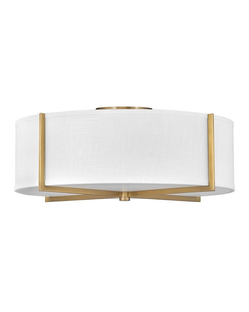 Hinkley Lighting-41710HB-Axis - 68W 4 LED Large Semi-Flush Mount in Traditional Transitional Rustic Style - 25.5 Inches Wide by 10.5 Inches High Heritage Brass Off-White Black Finish with Heathered Gr